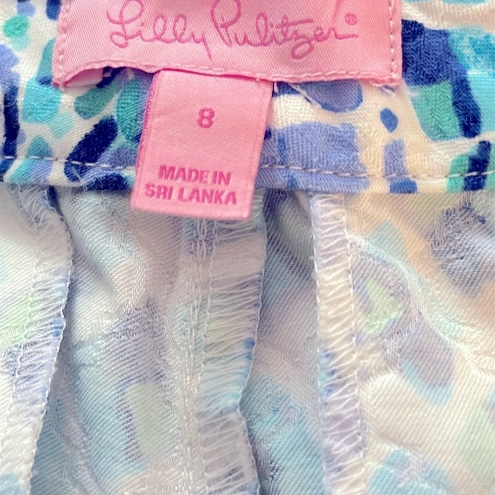 NWOT Women’s Lilly Pulitzer Blue and White Kelly Skinny Ankle Patterned Pant
